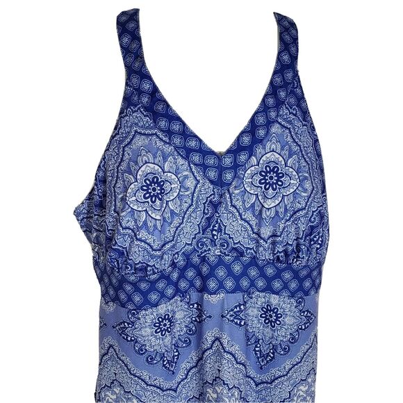 ZX Outdoor Lifestyle Dress Size Small Sport Dress V Neck Racerback Blue Paisley - Picture 3 of 8